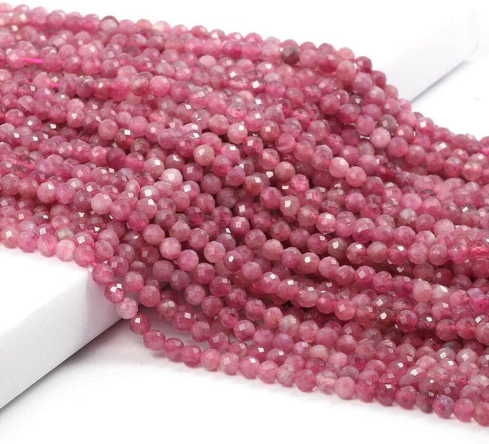 8904 2 Strands Pink Tourmaline Beads, Natural Stone Beads Section Faceted